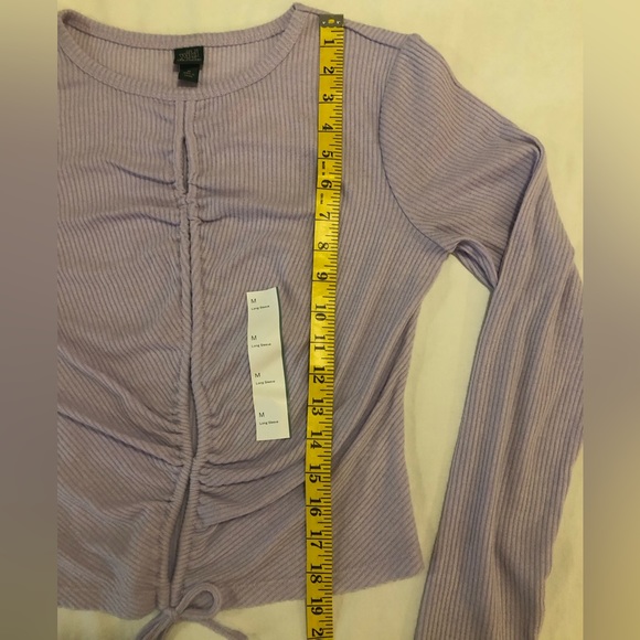 NWT Wild Fable light violet sweater, cut outs down front & tie at bottom hem, M - Picture 8 of 15